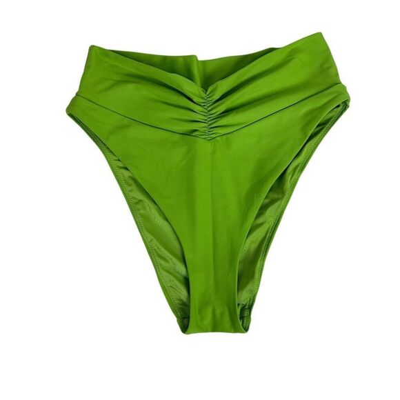 Aerie Large High Cut Cheeky Bikini Bottom Green - Picture 1 of 5